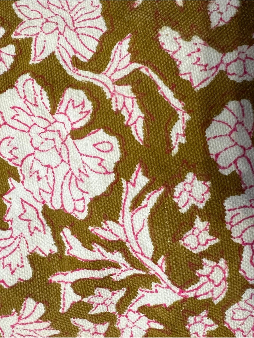 Woman’s SZ Blockprint Floral Pants in Pink and Brown L - Picture 5 of 5